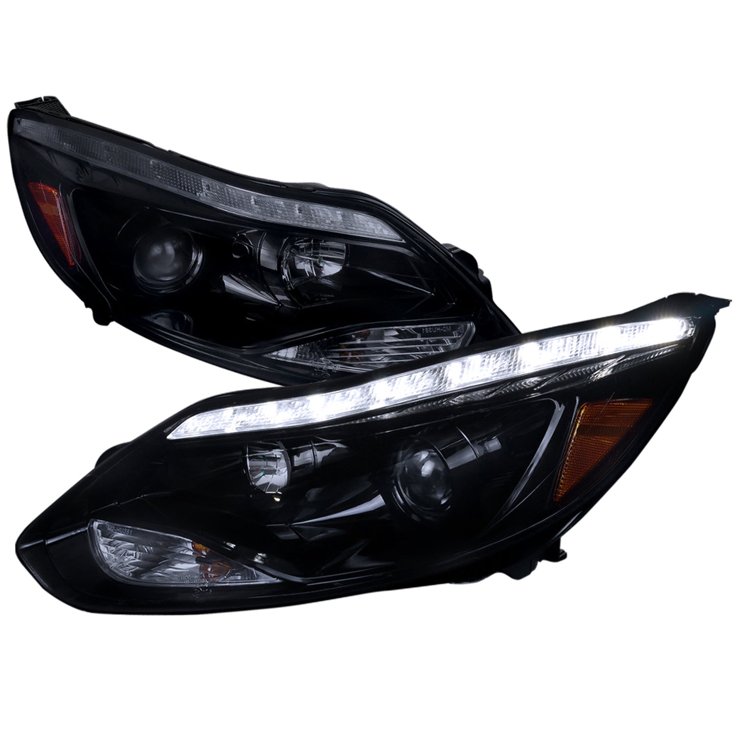 2012-2014 Ford Focus Projector Headlights LED Light &Turn Signal Lights Black