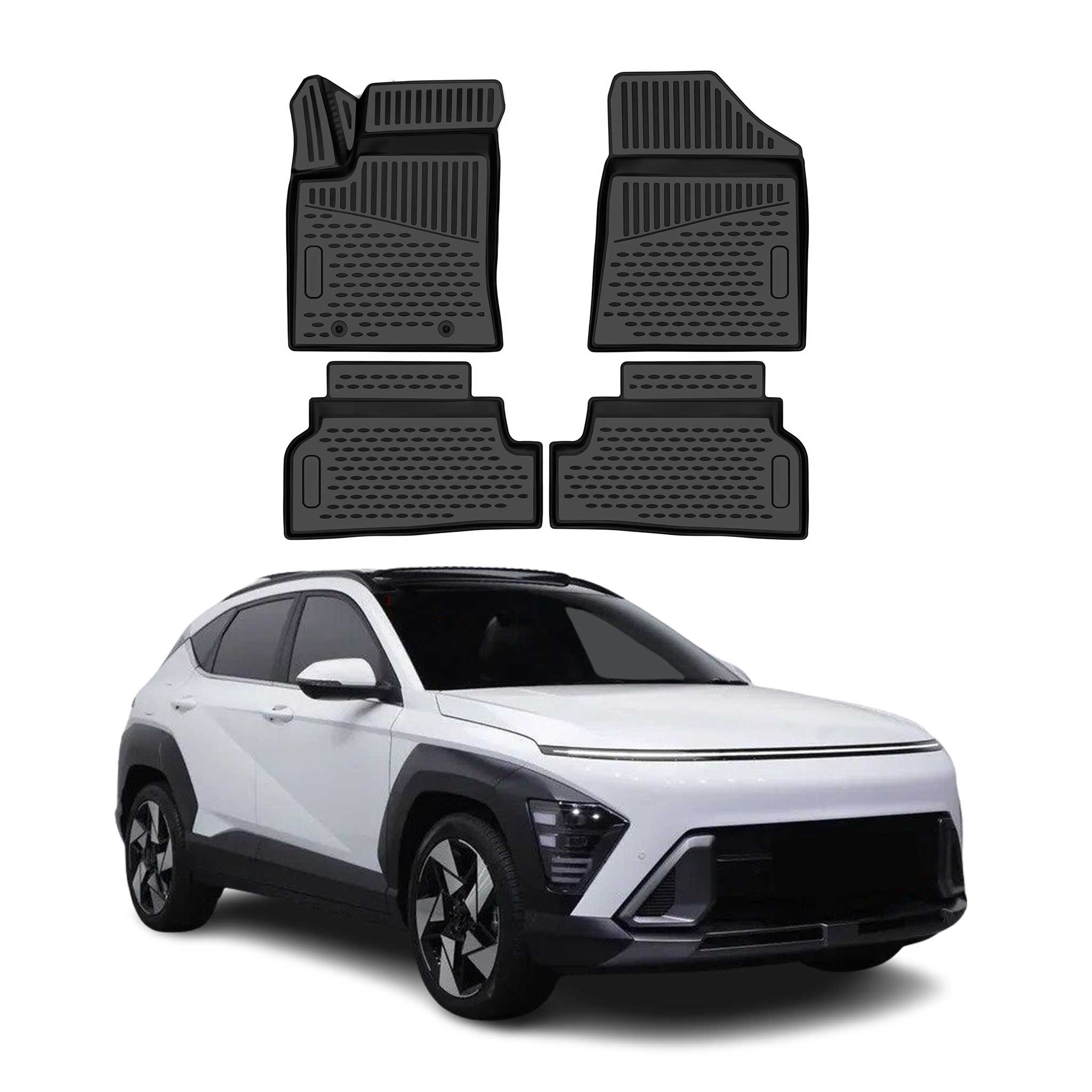 OMAC Floor Mats Liner for Hyundai Kona Electric 1.gen 2022-2023 Facelift Black