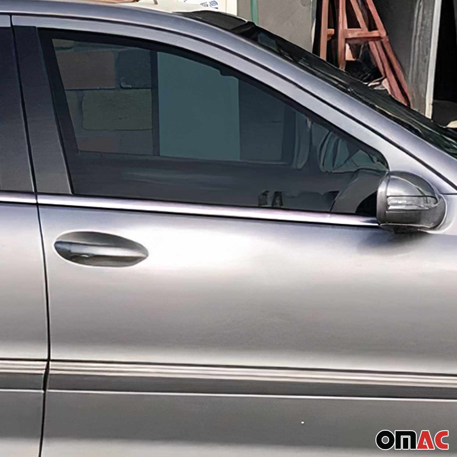 2001-2009 Mercedes C Class W203 Window Molding Trim Streamer S. Steel 4x