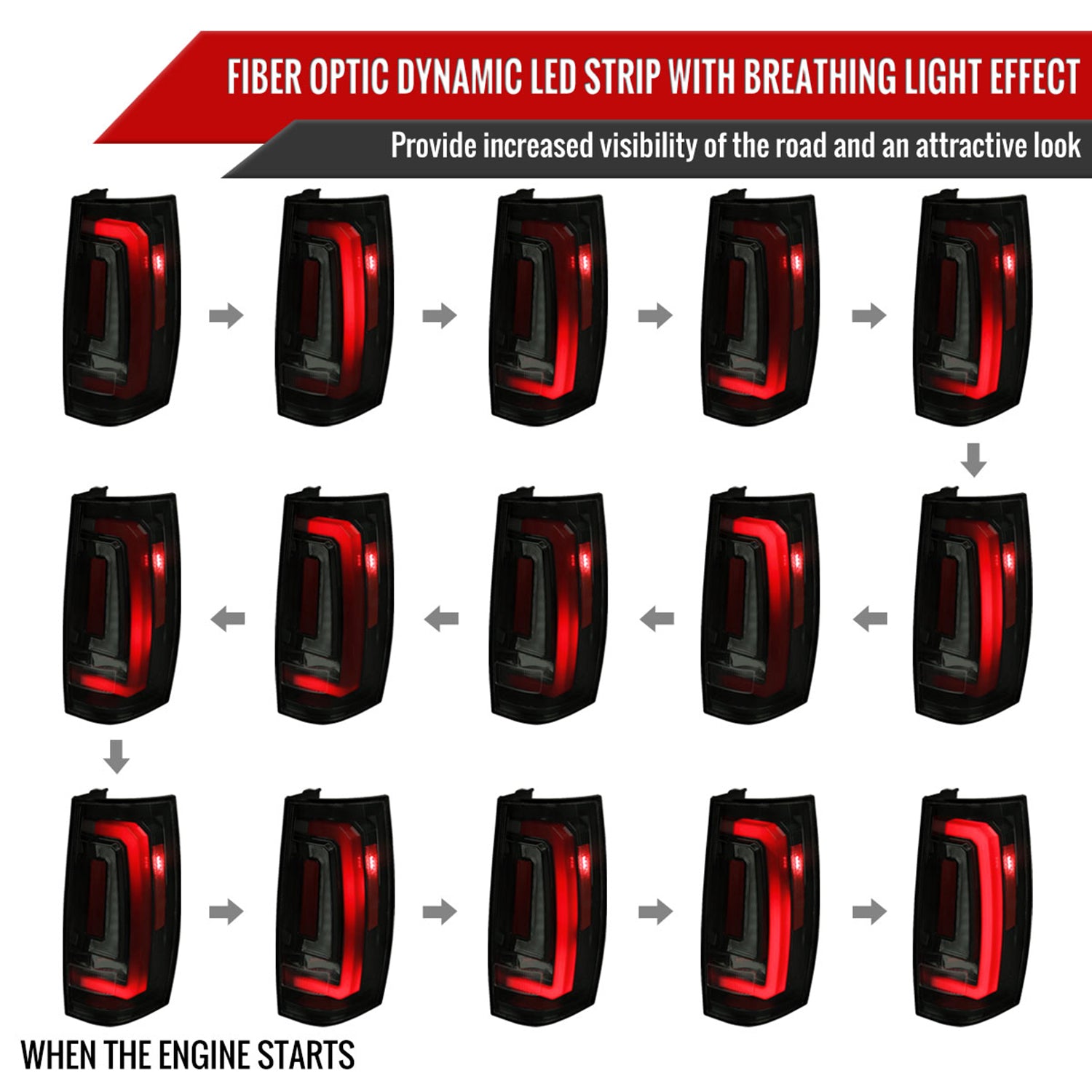 2007-2014 Chevy Tahoe/Suburban/Yukon/Denali LED Signal Tail Lights Black