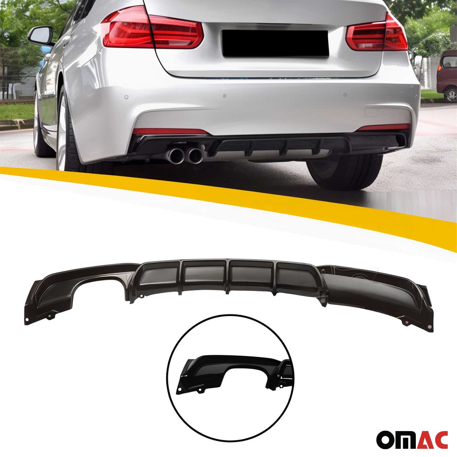 2012-2019 BMW 3 Series F30 Rear diffusers Single output with Dual Exhaust Pipes