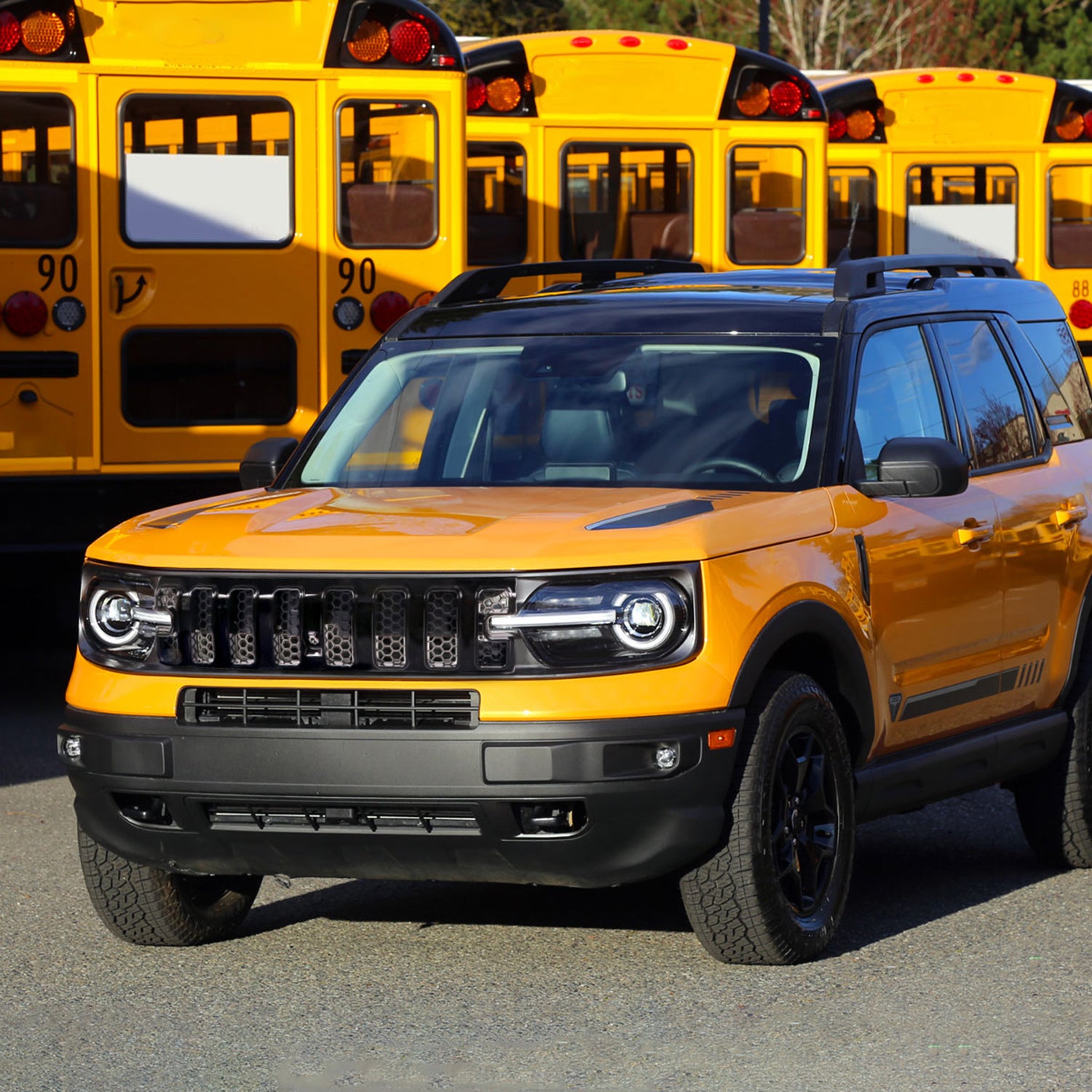 2021-2023 Ford Bronco Sport Glossy Black Mesh Hood Replacement Grille
