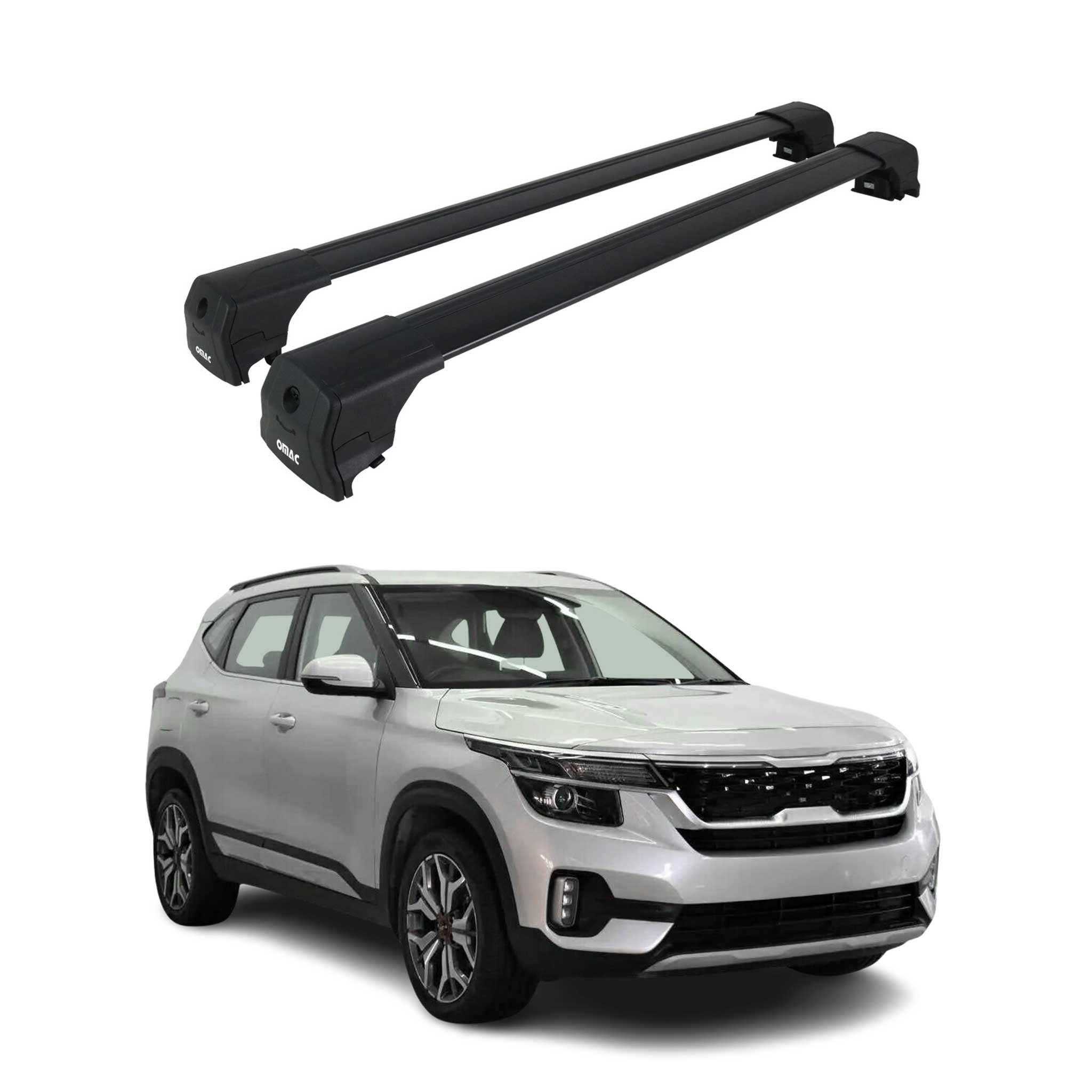 2021-2026 Kia Seltos Roof Rack Cross Bars Black Aluminium 2 Pcs