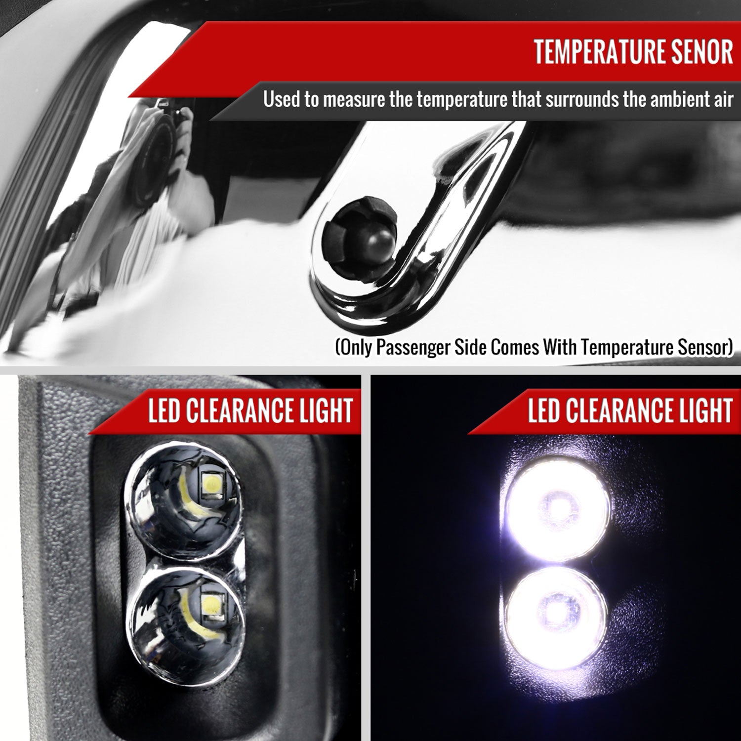 2014-2016 Chevy Silverado/Sierra Heated ATS Manual Chrome Towing Mirrors Smoke