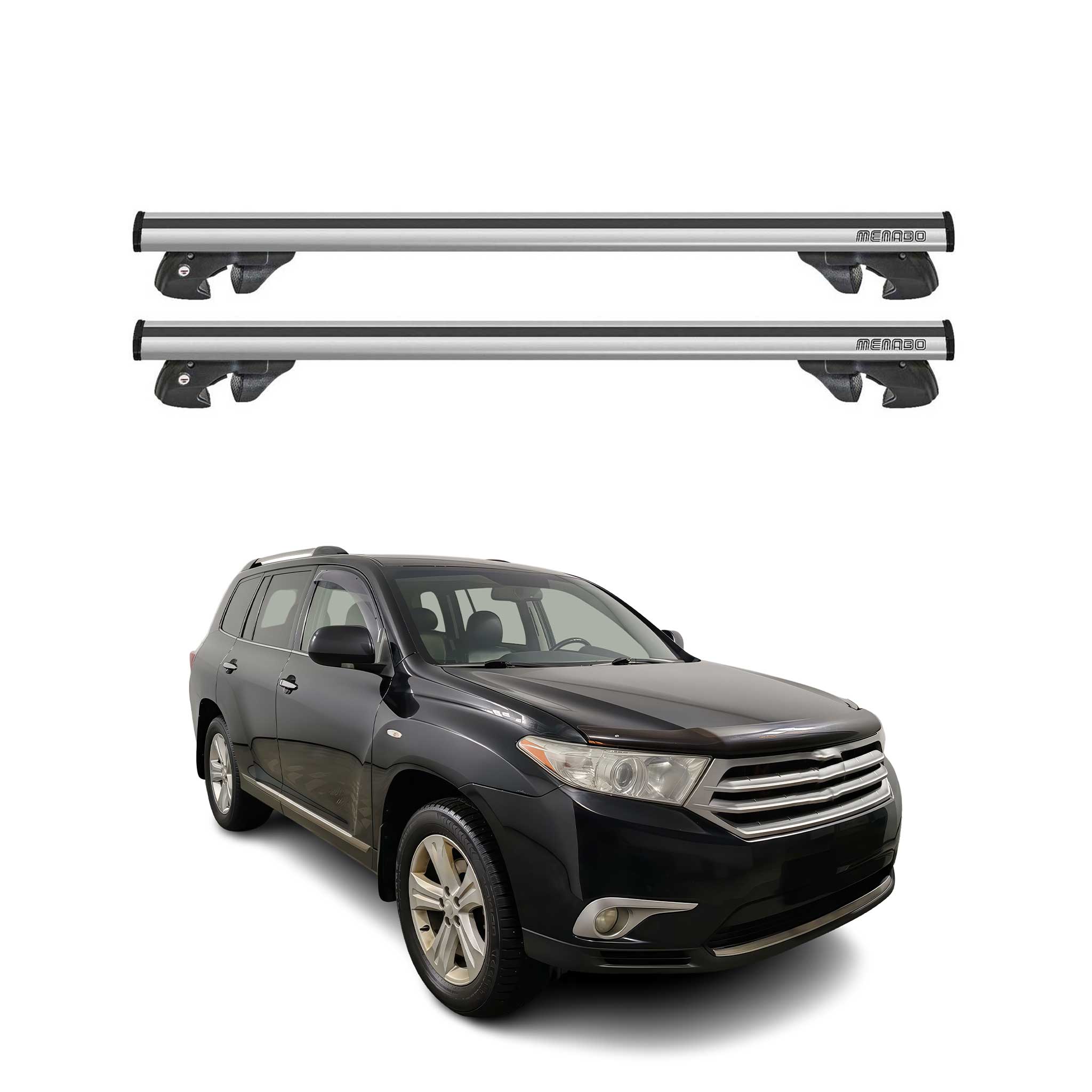 2008-2013 Toyota Highlander Roof Rack Cross Bars Silver