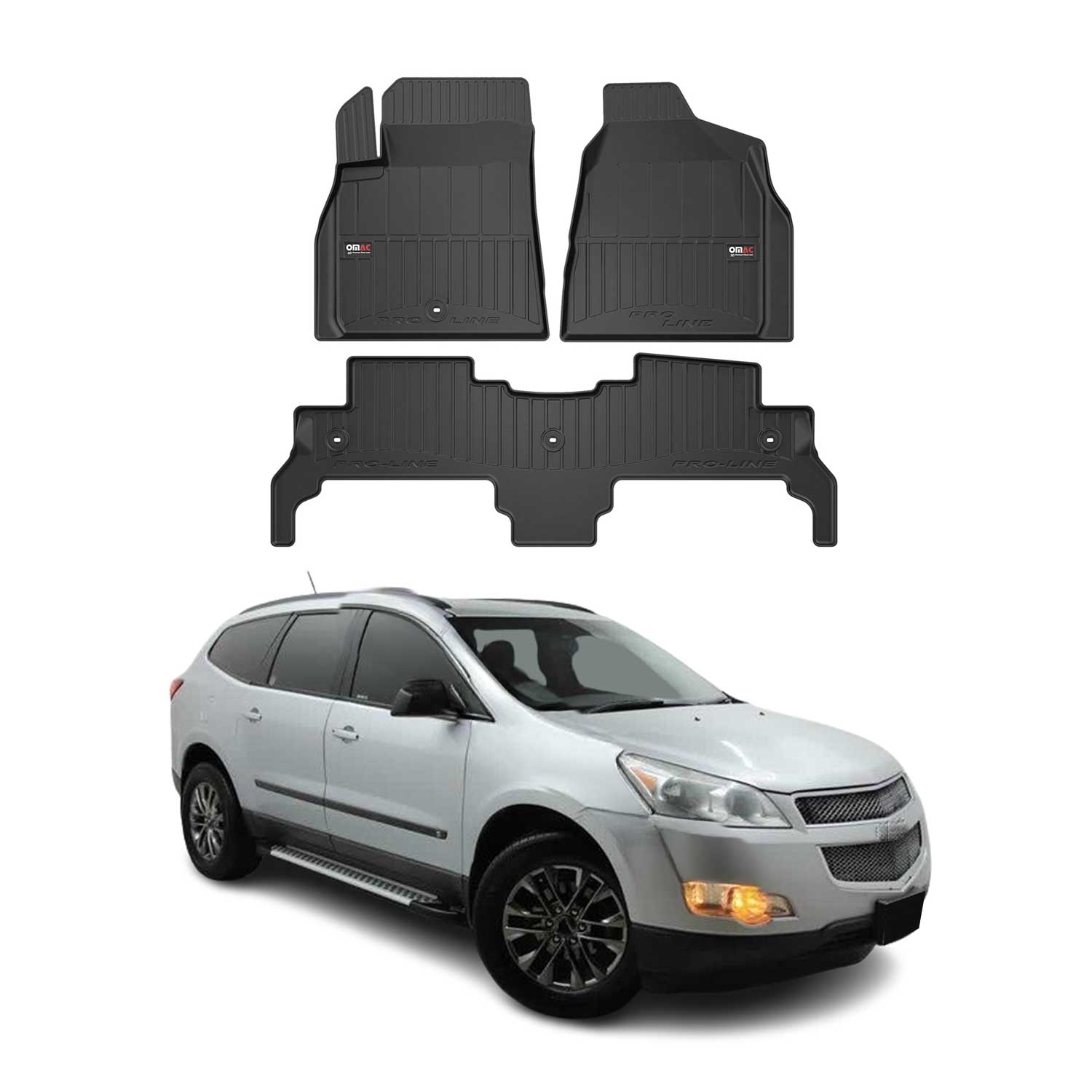 2009-2017 Chevrolet Traverse Premium Floor Mats Liners Full Set All Weather Heavy Duty