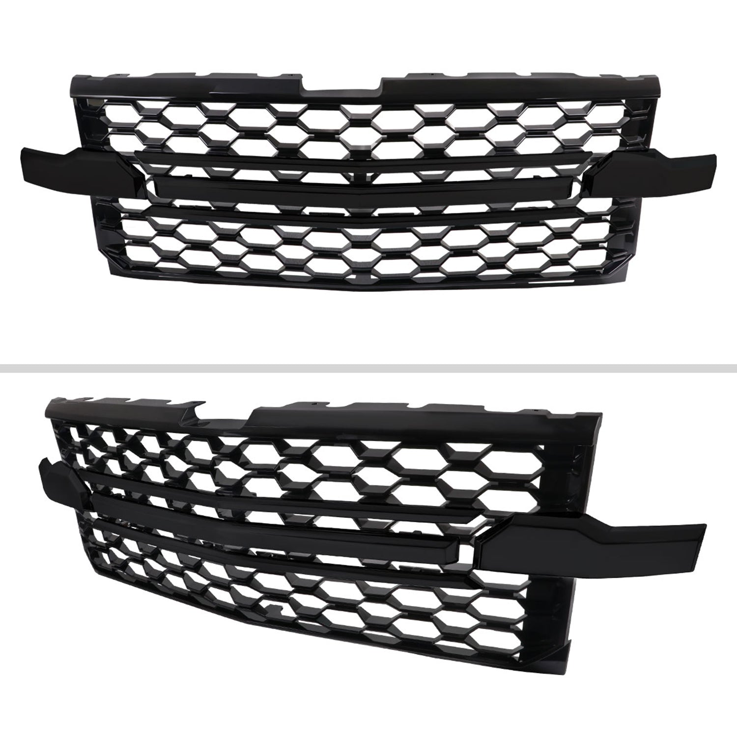 2019-2022 Chevrolet Silverado 1500 WT Glossy Black Honeycomb Hood Grille
