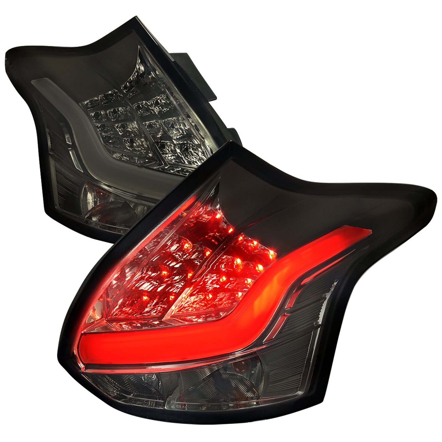 2012-2014 Ford Focus Hatchback LED Tail Lights Chrome Housing/Smoke Lens