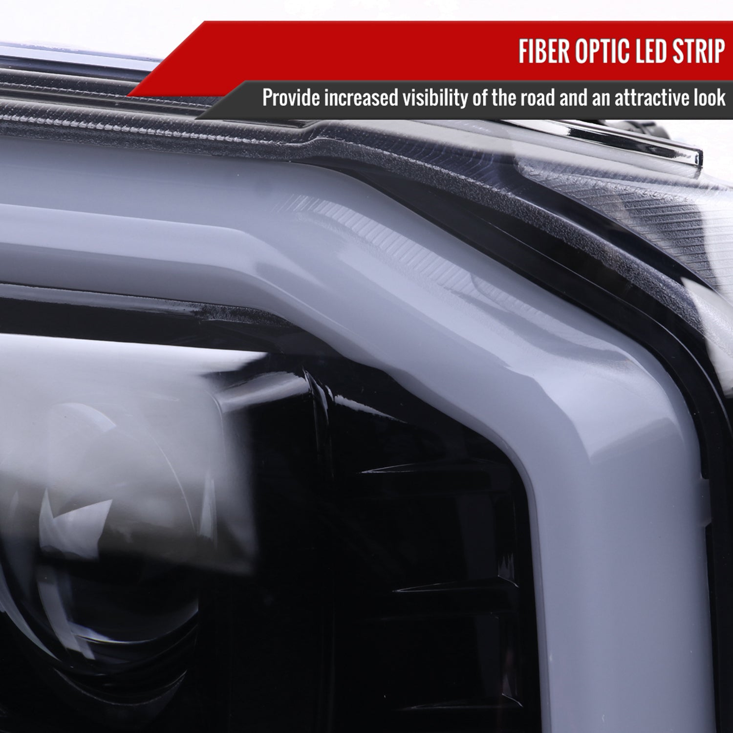 1999-2004 Ford F-250/350/450/550 / Excursion LED Bar Headlights Black/ Smoke