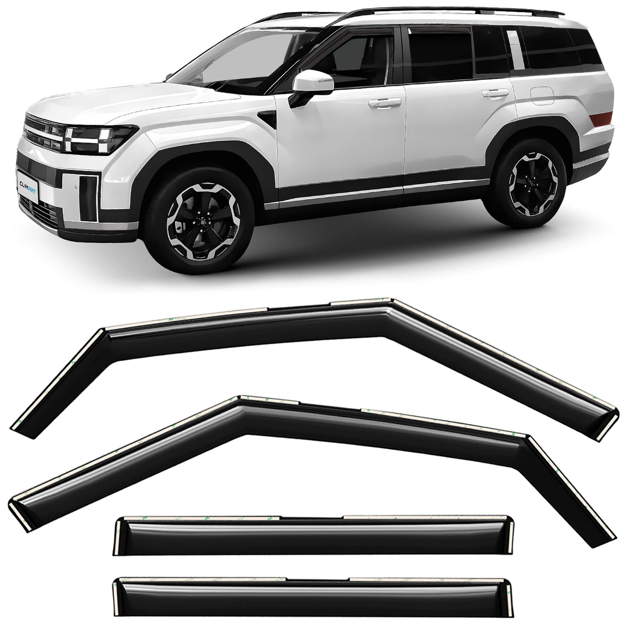 Clim Art Wind Deflectors for Hyundai Santa Fe 2024-2026 In-channel Dark Smoke 4x