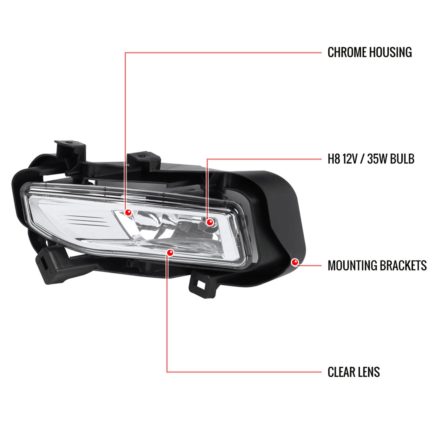 2018-2019 Nissan Kicks H8 Fog Lights Kit Chrome Housing/Clear Lens
