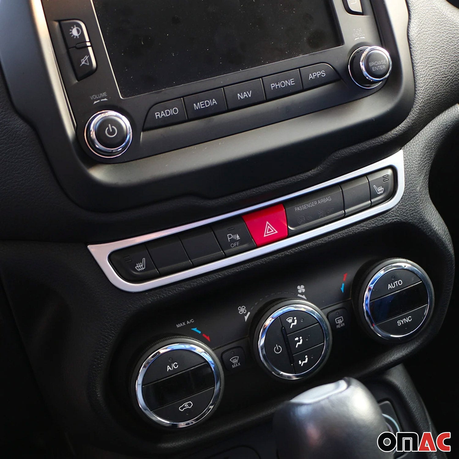 2015-2018 Jeep Renegade Air Condition Switch Trim Frame Silver Chrome 1Pc