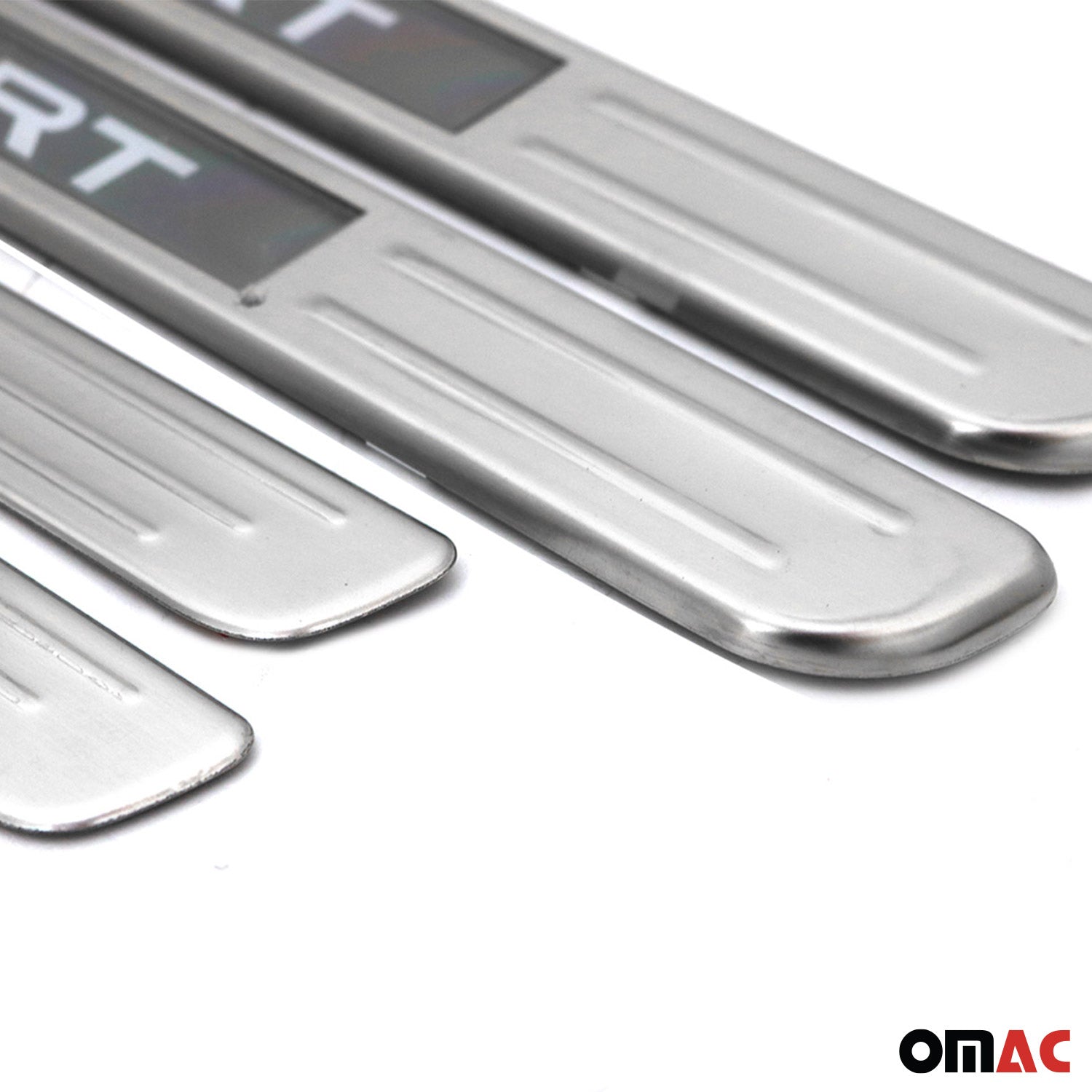 Dodge Door Sill Scuff Plate Illuminated Brushed Stainless Steel Brushed Silver 4Pcs