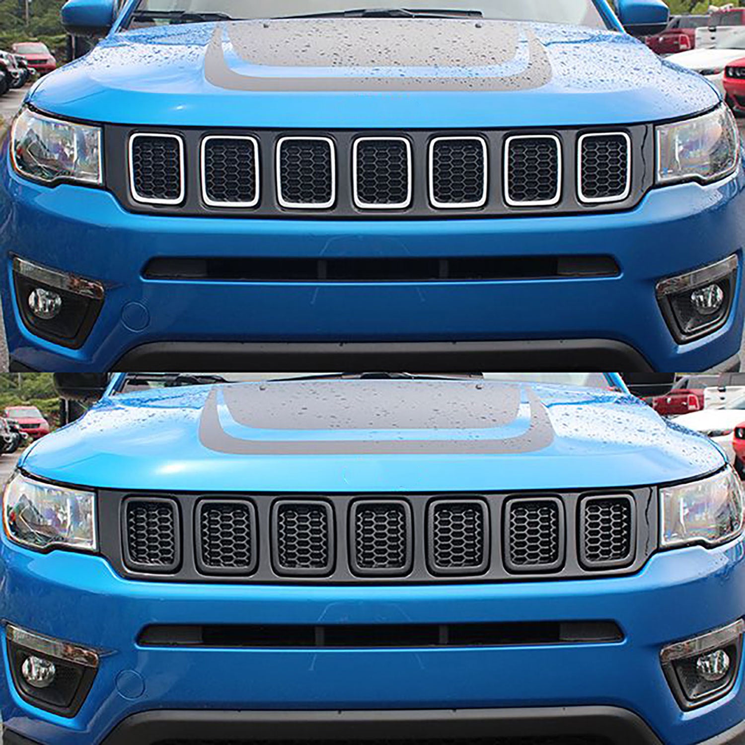 2017-2021 Jeep Compass Grille Overlay Gloss Black 7Pcs ABS Plastic