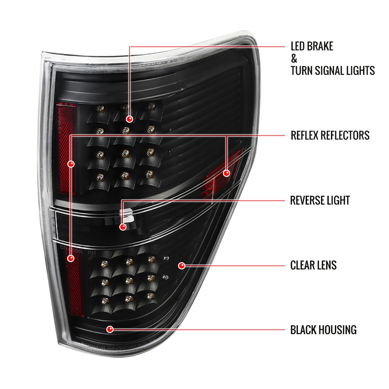 2009-2014 Ford F-150 LED Tail Lights - OZ Matte Black Housing/Clear Lens