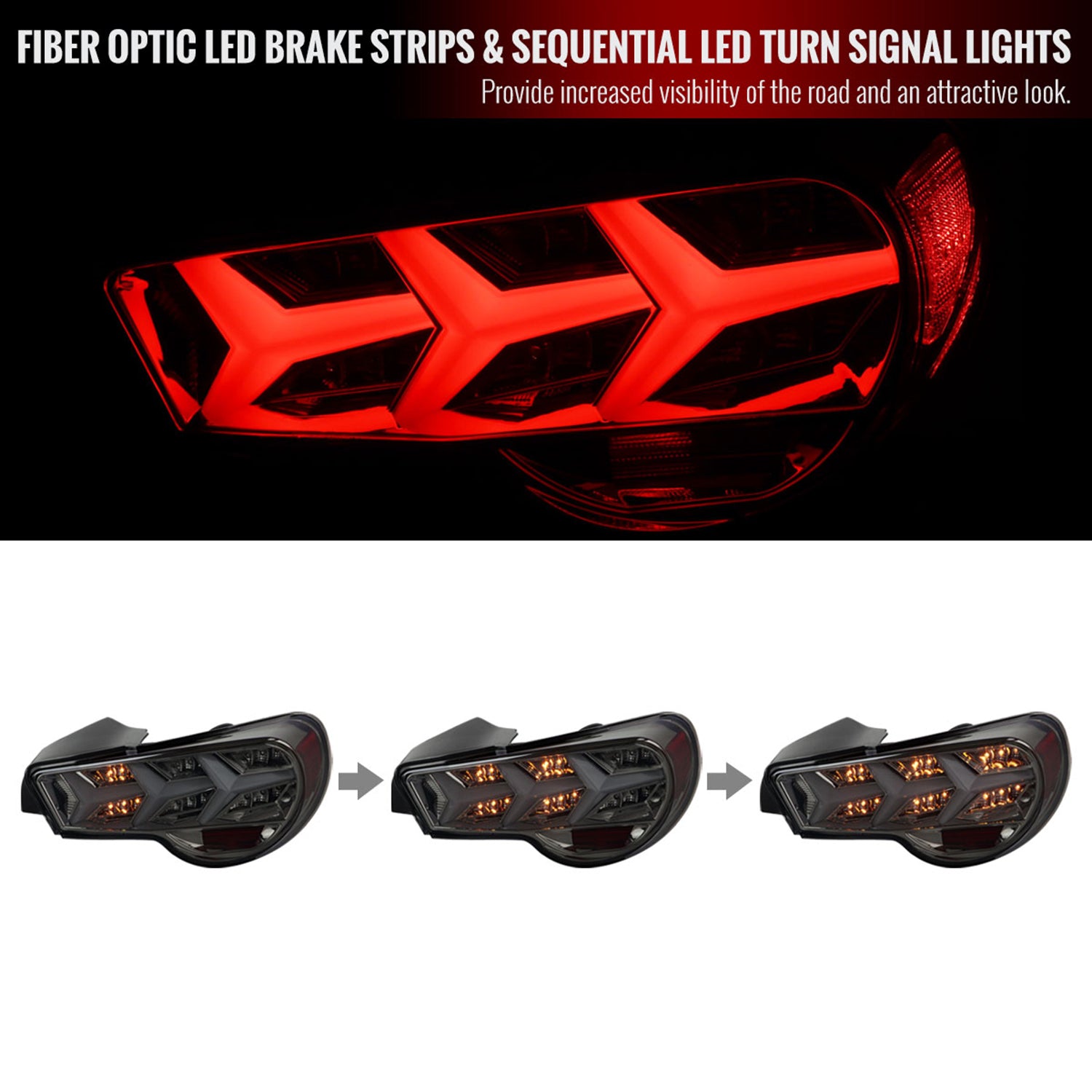 2013-2016 Scion FRS/ Subaru BRZ Lambo Sequential LED Tail Lights Chrome/Smoke