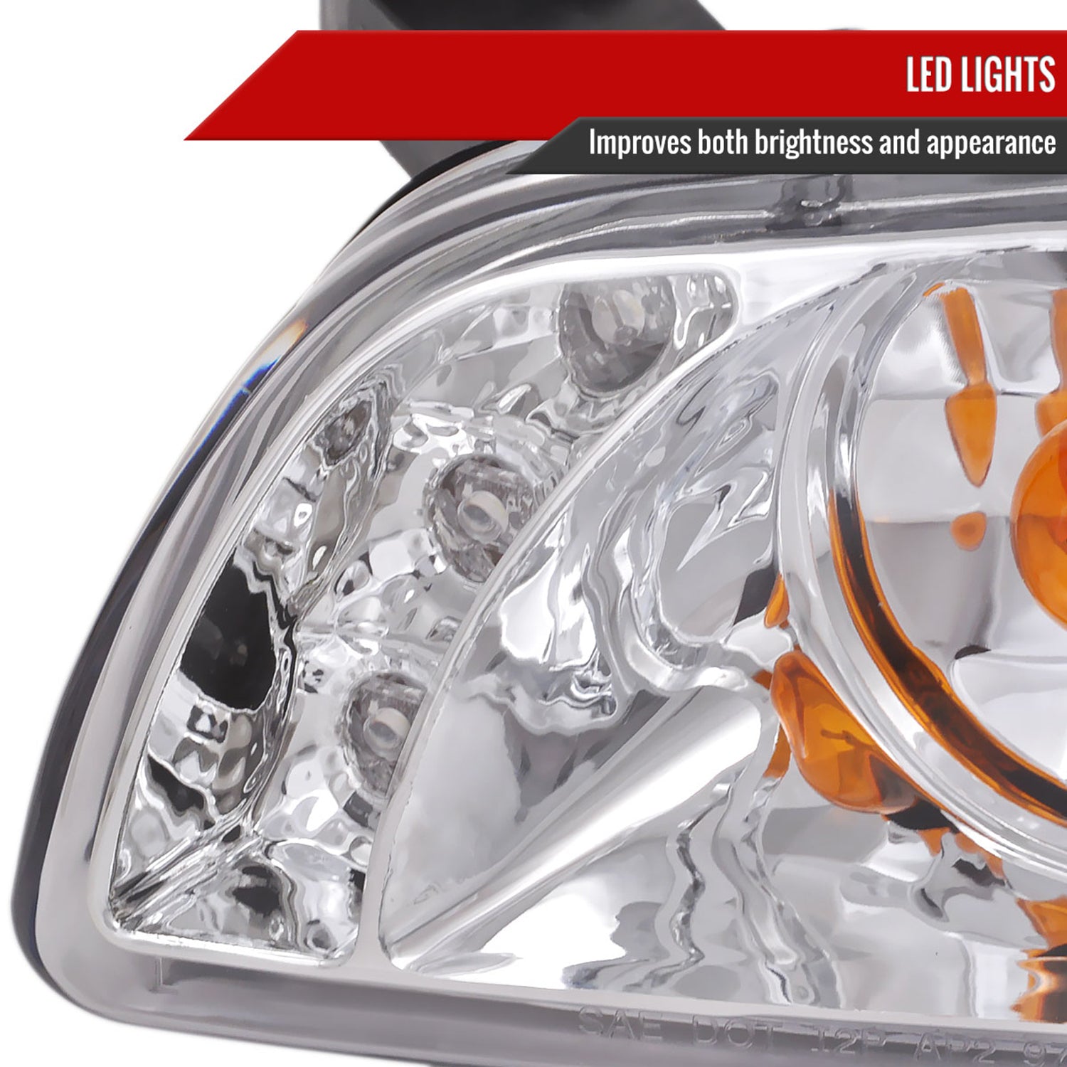 1997-2003 Pontiac Grand Prix Dual Halo Projector Headlights Chrome/Clear Lens