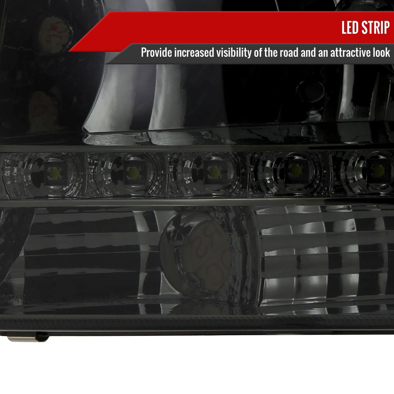 1997-2004 Dodge Dakota/ Durango LED Light Factory Crystal Headlights Smoked