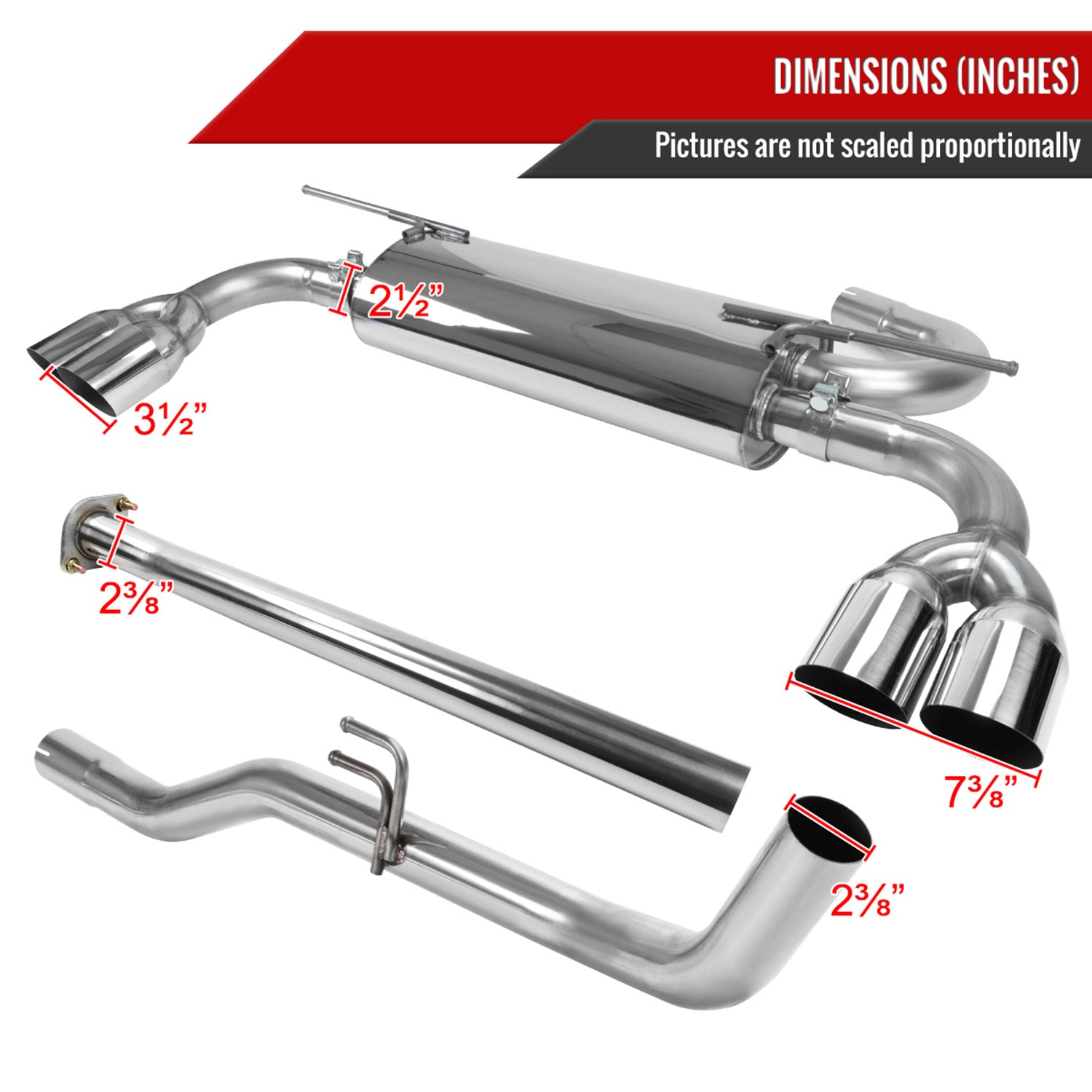 2009-2014 Hyundai Genesis Coupe 2.0T Catback Exhaust System w/ Quad Tips