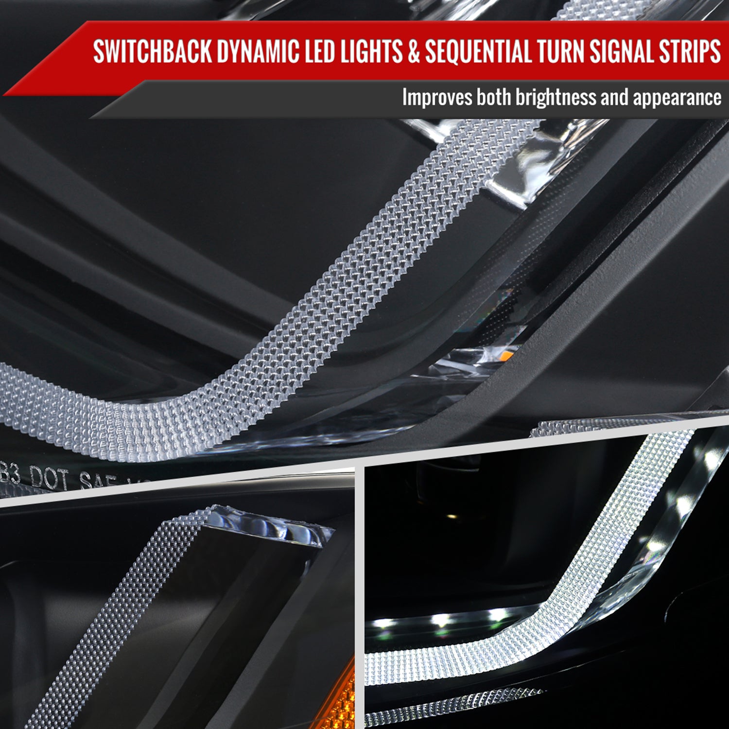 2019-2024 Chevy Malibu Full LED Projector Headlights Turn Signal Black