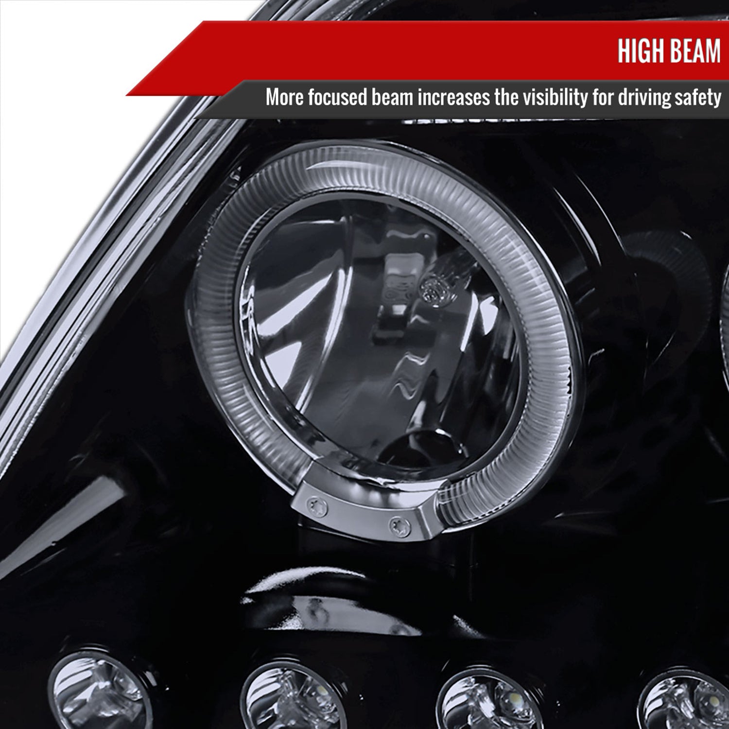 1997-2004 Ford F-150 / 1997-2002 Expedition Dual Halo Projector Headlights Smoke