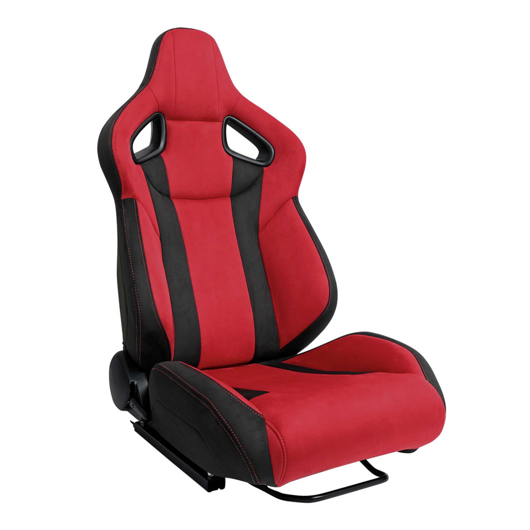 Universal Racing Seat Bright Red Black Suede With Double Red Stitch Right