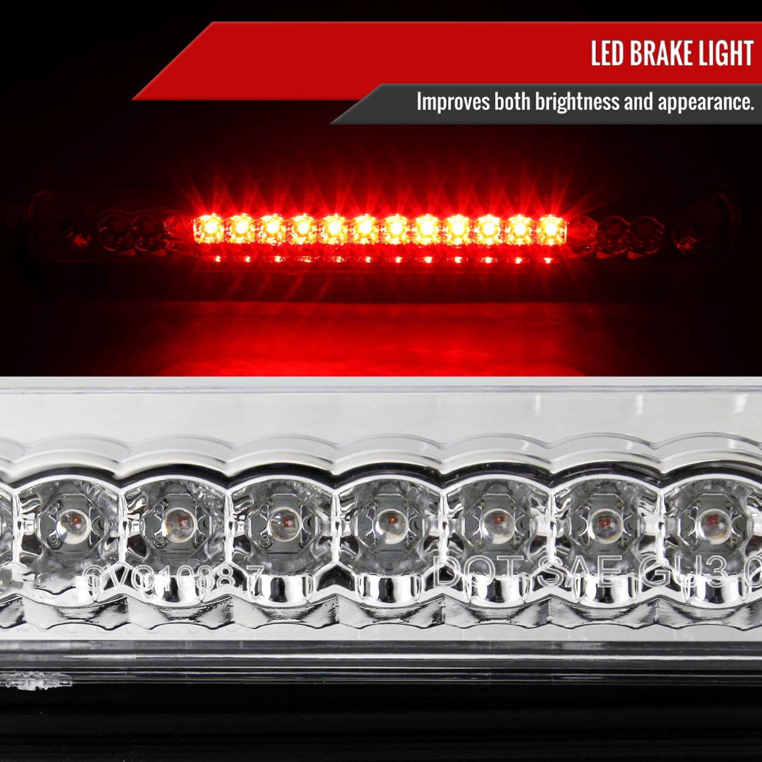 1994-2000 Chevrolet GMC C/K LED 3rd Brake Light Chrome Housing/Clear Lens
