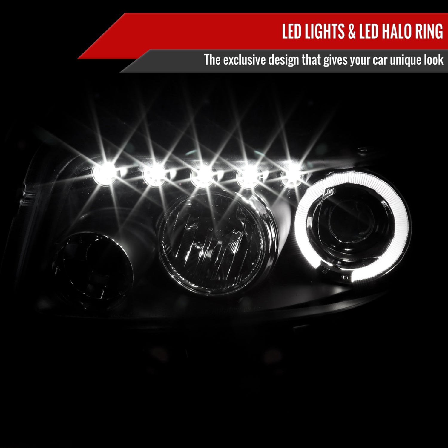 2008-2010 Scion xB Single Halo Projector Headlights Matte Black/Clear Lens