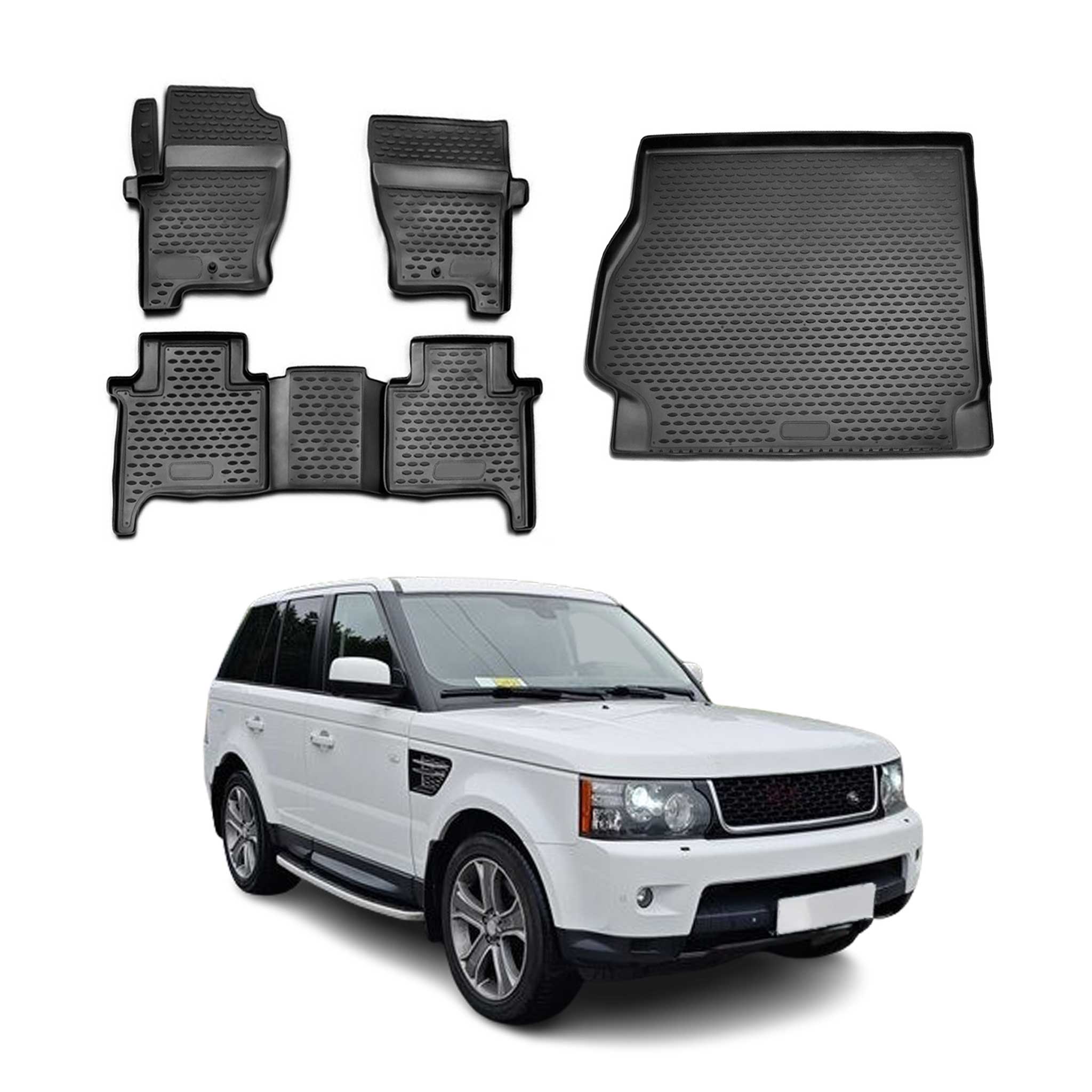 2006-2009 Land Rover Range Rover Sport Floor Mats & Cargo Liner Full Set All Weather Black