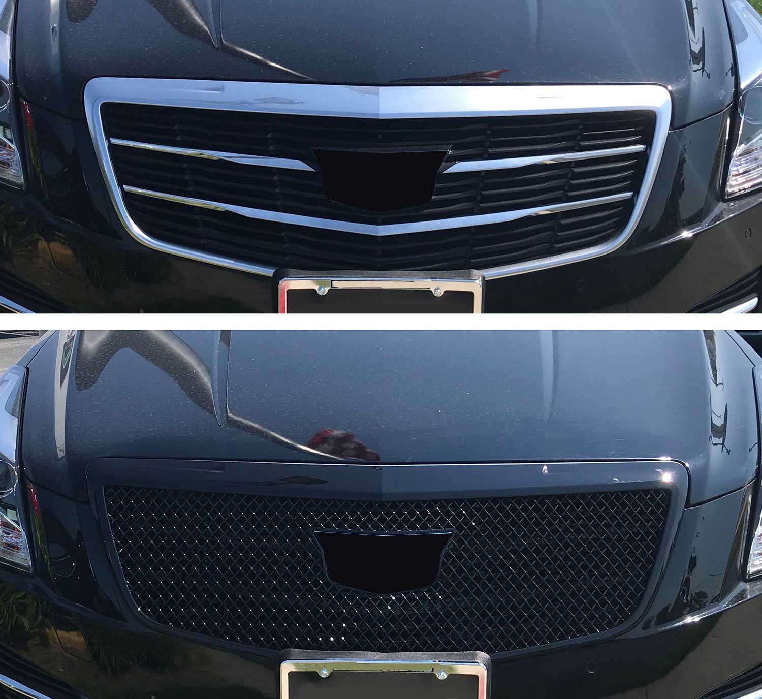 2015-2019 Cadillac ATS Grille Overlay Gloss Black 1Pcs ABS Plastic