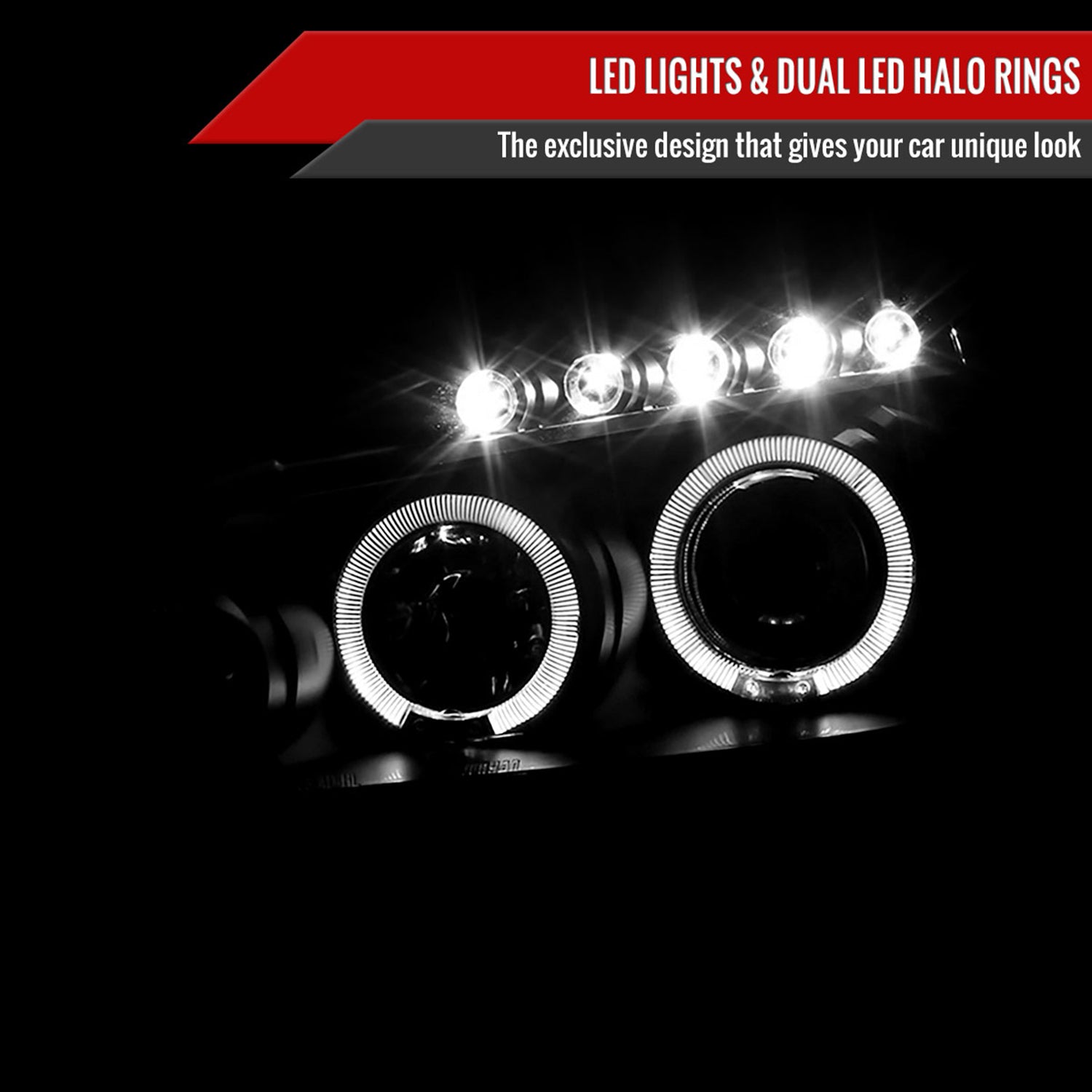 2003-2007 Honda Accord Dual Halo Projector Headlights Matte Black/Clear Lens