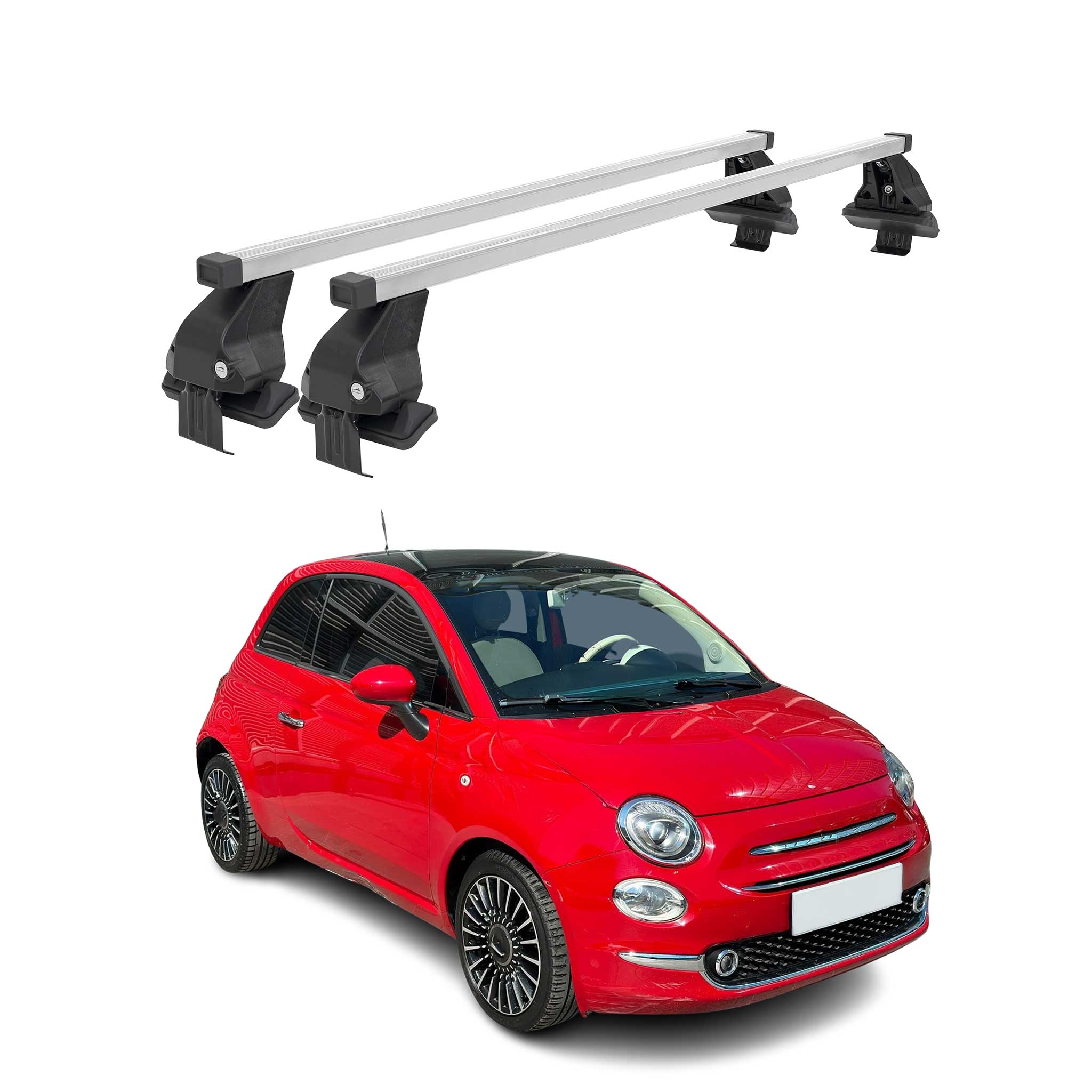2017-2019 Fiat 500 Roof Rack Cross Bars Silver