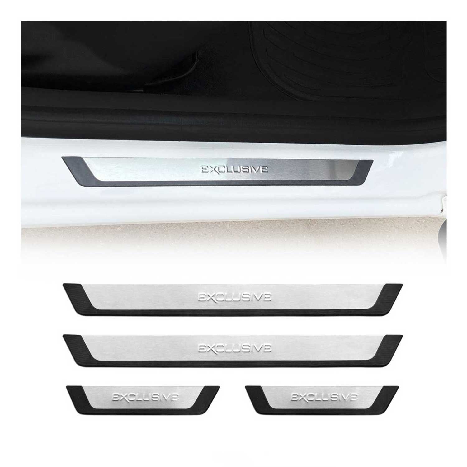 Jeep Cherokee Door Sill Scuff Plate Scratch Protector Exclusive Brushed Stainless Steel 4Pcs