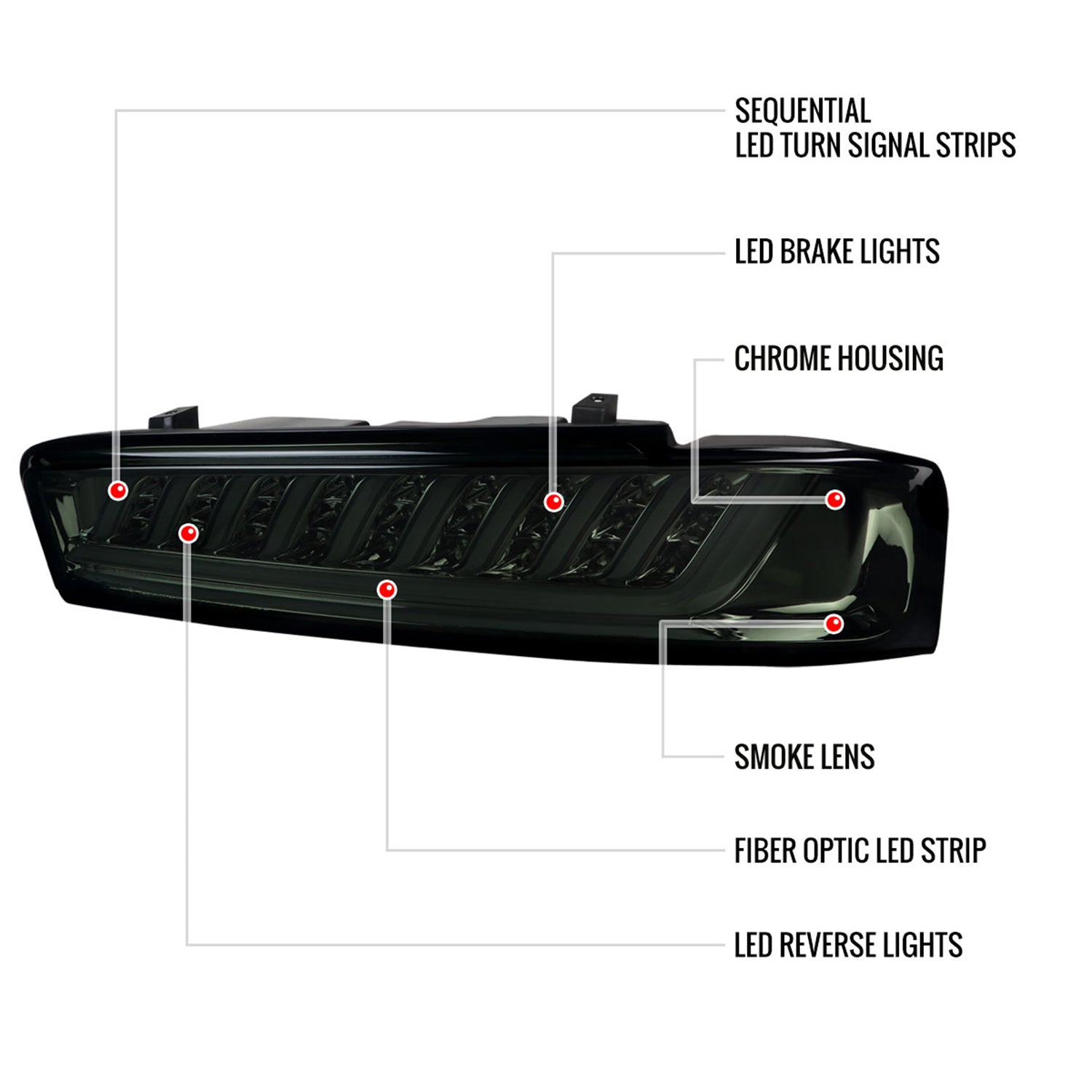 2016-2018 Chevy Camaro Sequential LED Tail Lights Chrome Housing/Smoke Lens