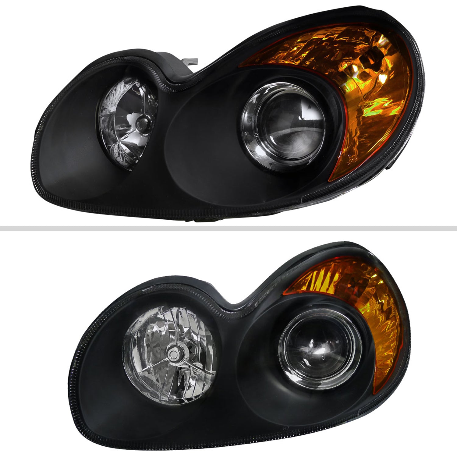 2002-2005 Hyundai Sonata Projector Headlights Matte Black Housing/Clear Lens