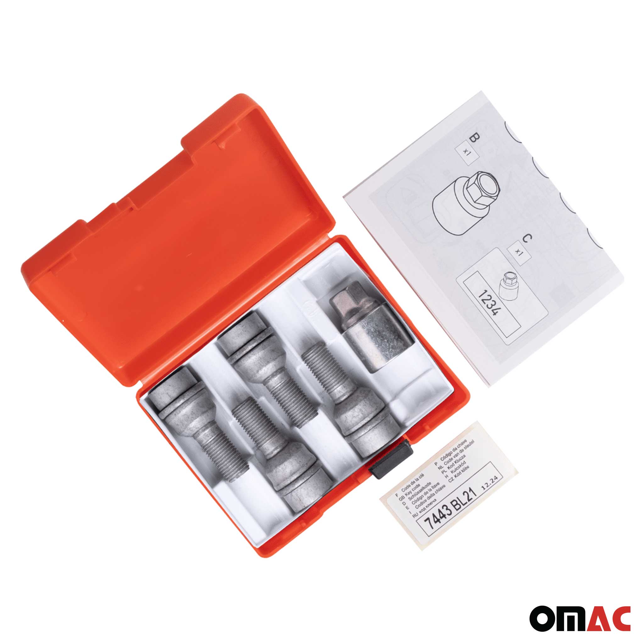 Wheel Lock Kit for Audi Q6 E-Tron Q7 Q8 M14X1,5 Galvanized Silver 4Locks&1Key