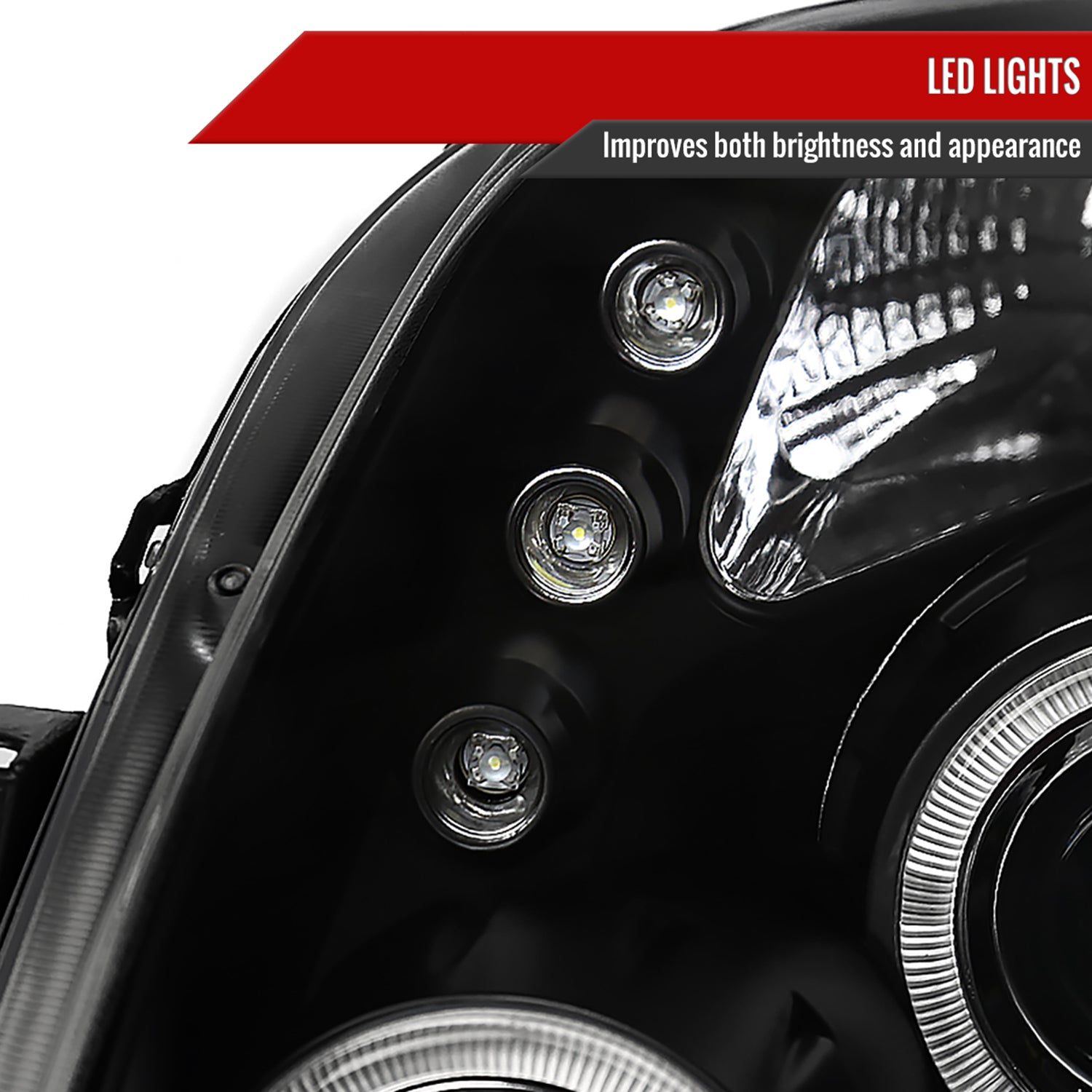 2006-2008 Toyota Yaris Dual Halo Projector Headlights Matte Black/Clear Lens