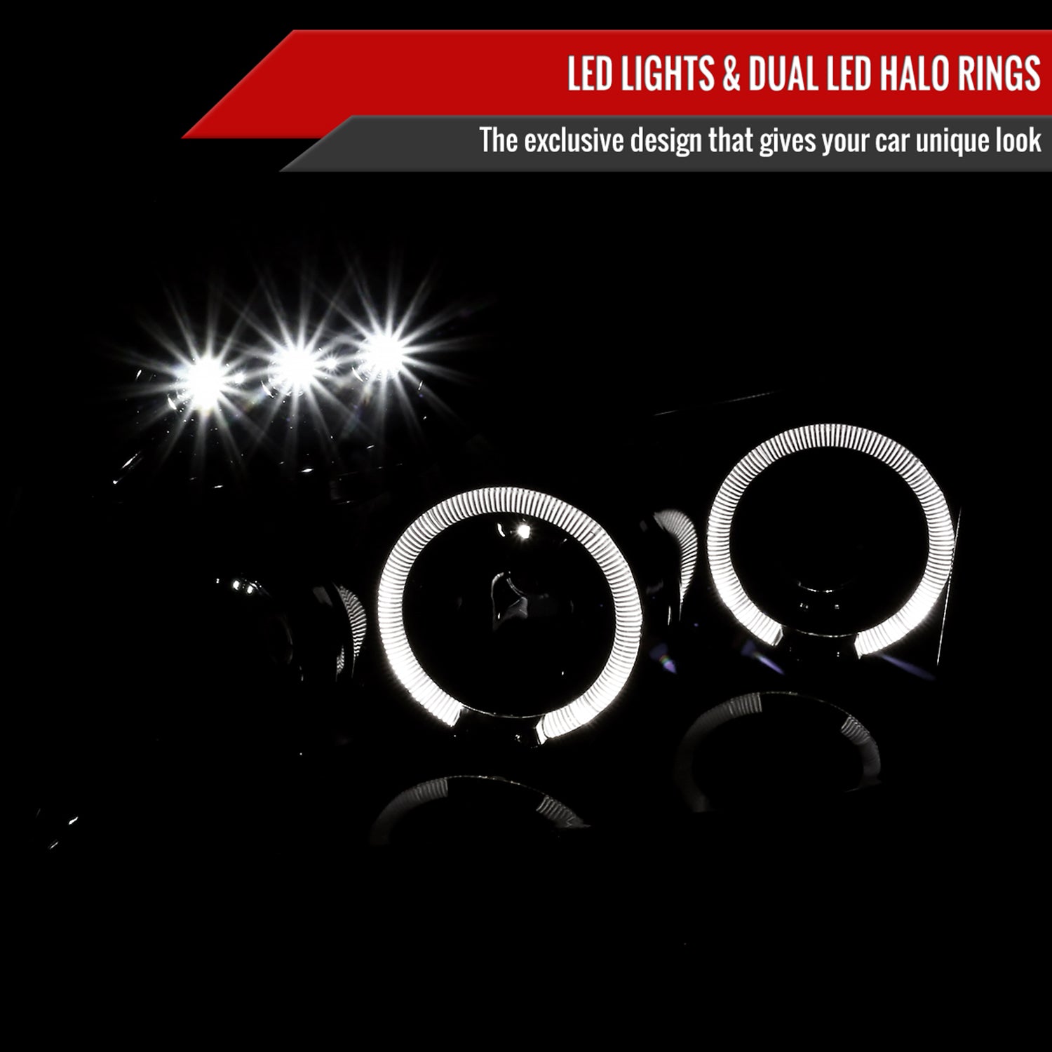 2005-2007 Dodge Magnum Dual Halo Projector Headlights Jet Black/Clear Lens