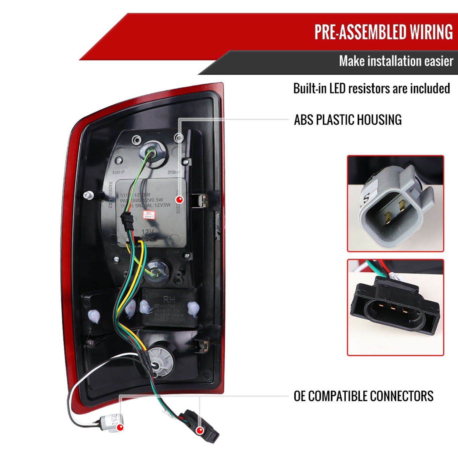 2007-2009 Dodge RAM 1500/2500/3500 LED Tail Lights Chrome/Red Clear Lens