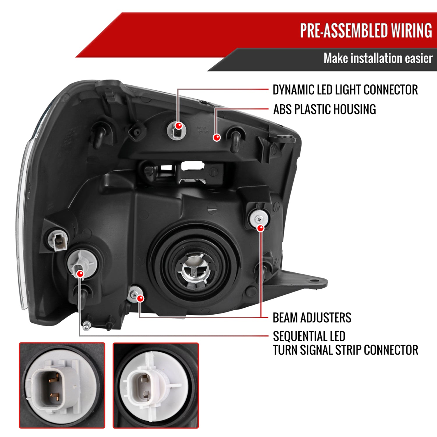 2005-2009 Chevy Equinox Factory Headlights LED Bar Turn Signal Chrome