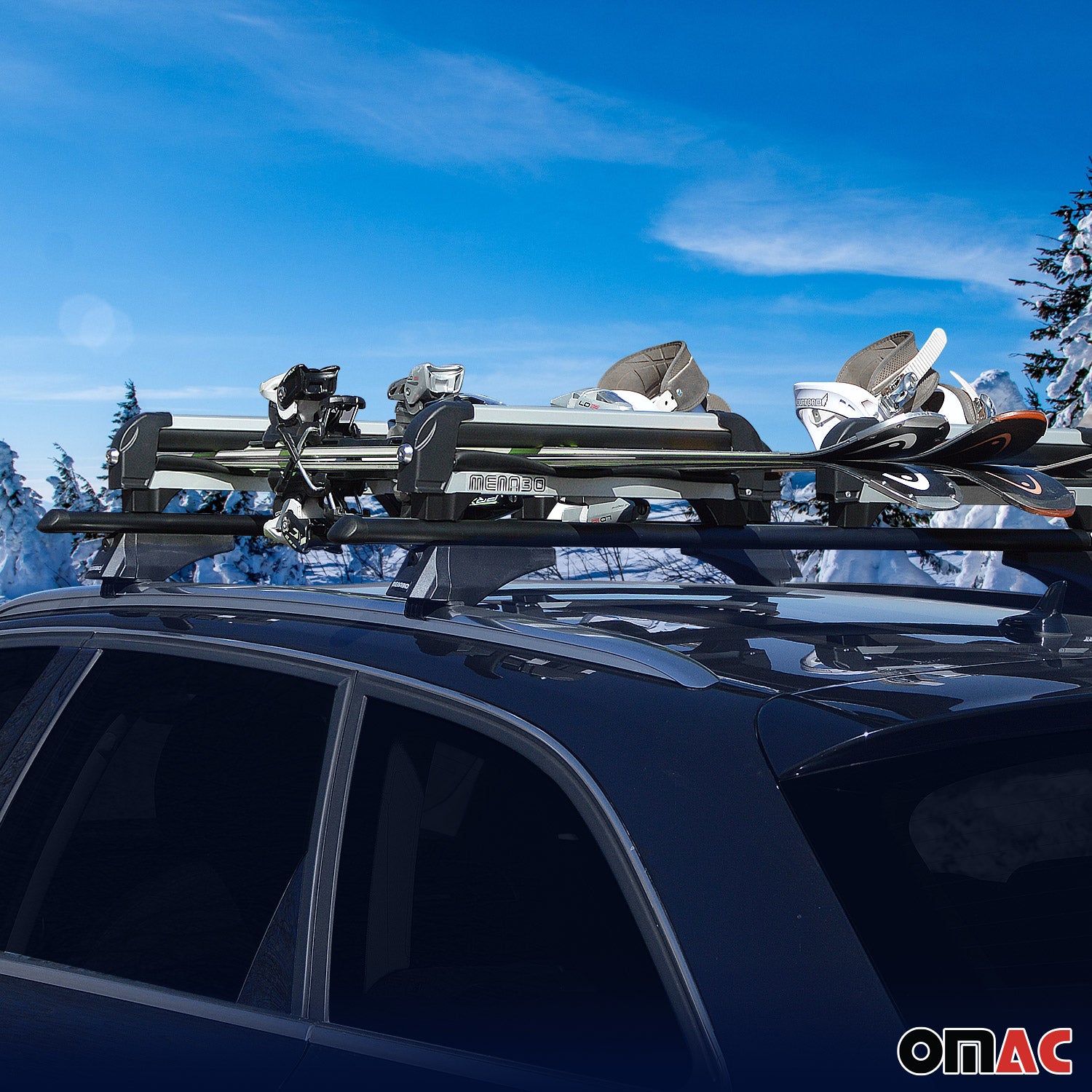 2 Pcs 19.2" Ski Rack Snowboard Carriers Top Holder Roof Rack Lockable