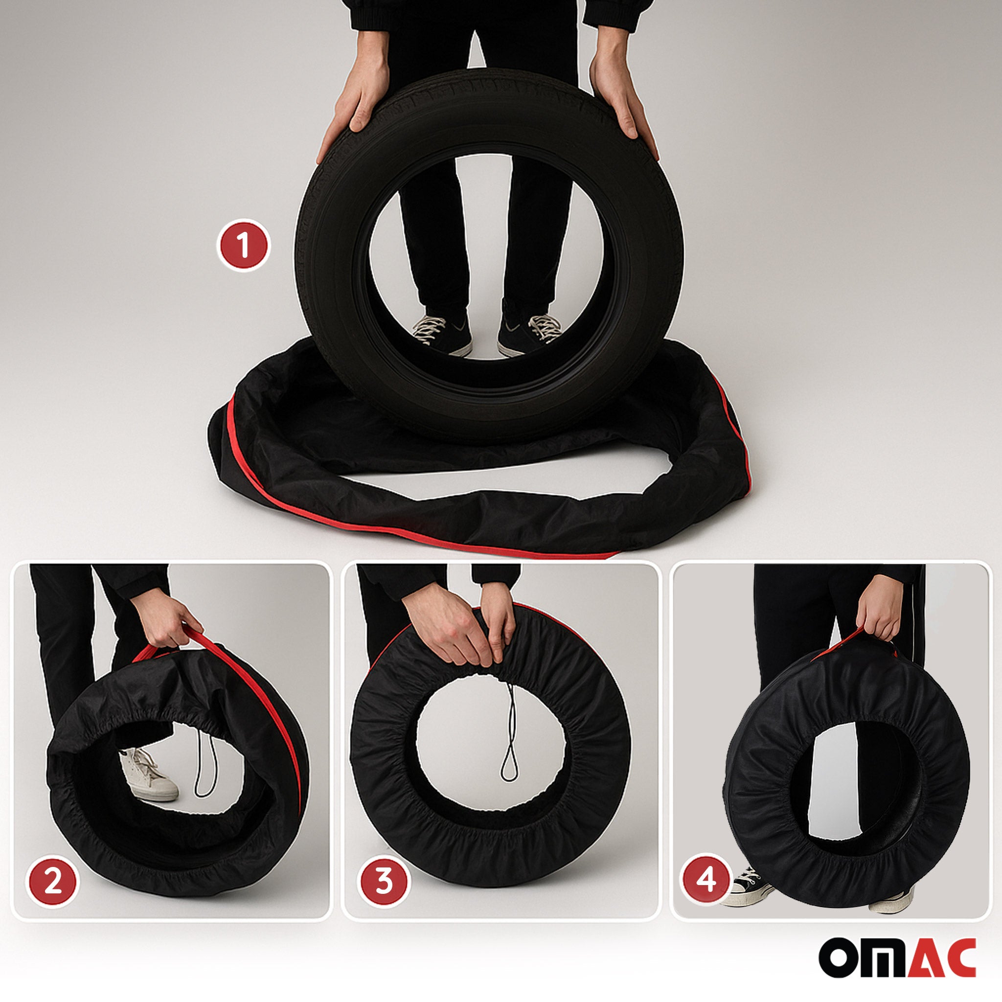 4 Pcs 14''-17" Car Spare Tire Cover Wheel Storage Bag Auto Protector Accessories