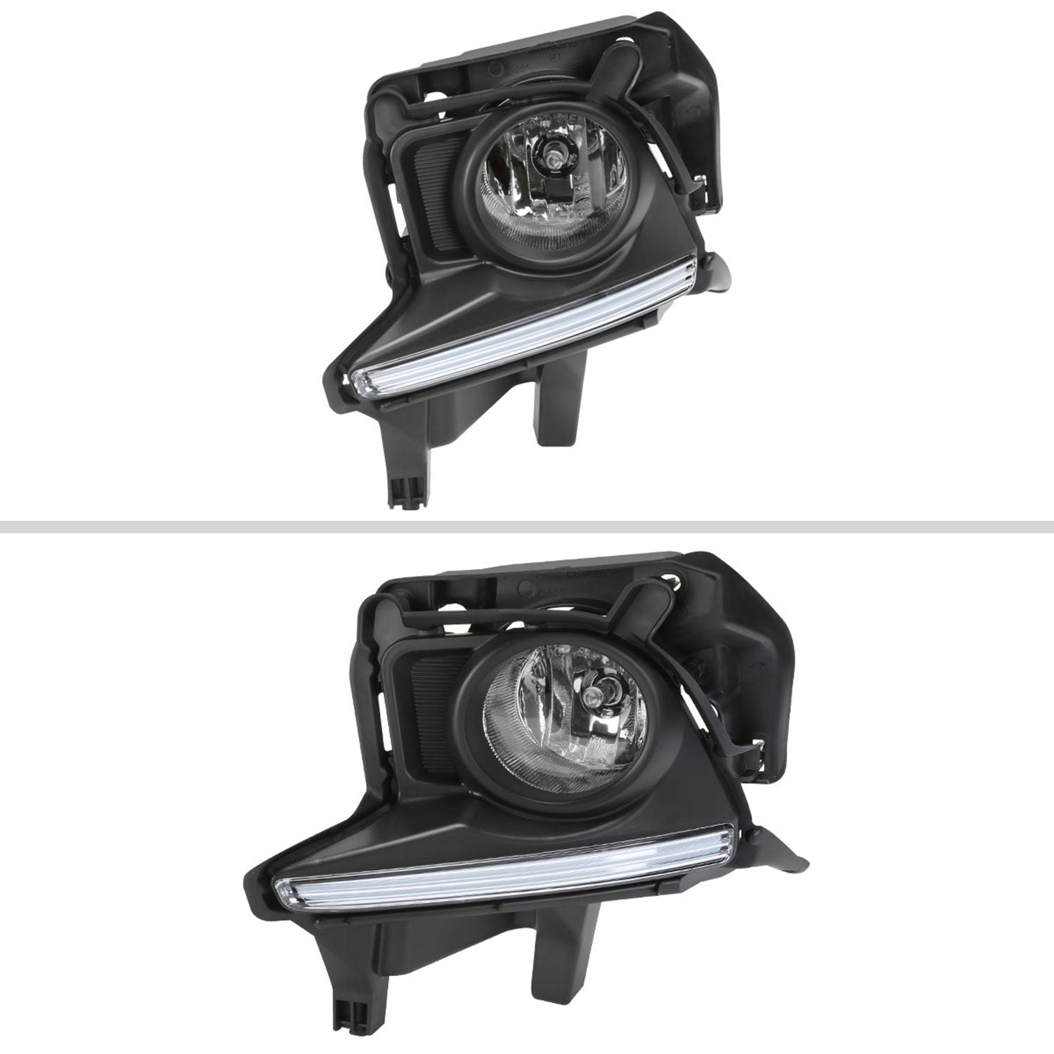 2014-2016 Toyota Highlander H16 Fog Lights Kit w/ LED Light Strip Chrome/Clear