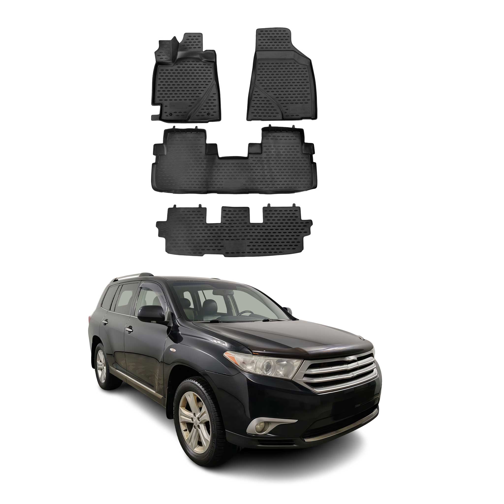 2008-2013 Toyota Highlander Floor Mats Liners Full Set All Weather Black
