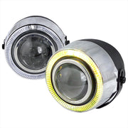 Universal 12V/55W H7 Projector Fog Lights Kit w/ RGB LED Halo Rim Chrome/Clear