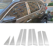 2017-2020 Nissan Rogue Window B Pillar Posts Door Trim Cover Stainless Steel Silver 8x