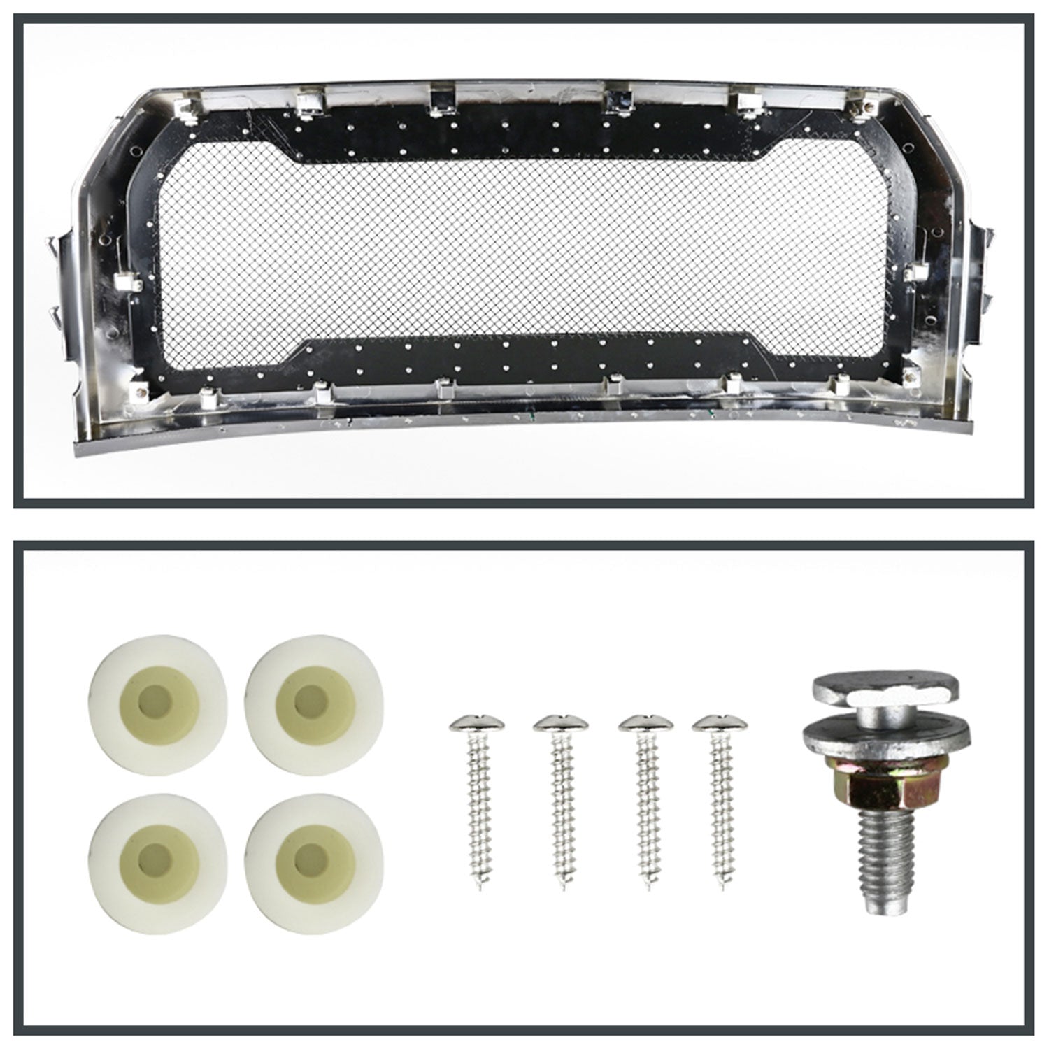 2015-2017 Ford F-150 Chrome ABS Rivet Style Grille w/ Stainless Steel Mesh