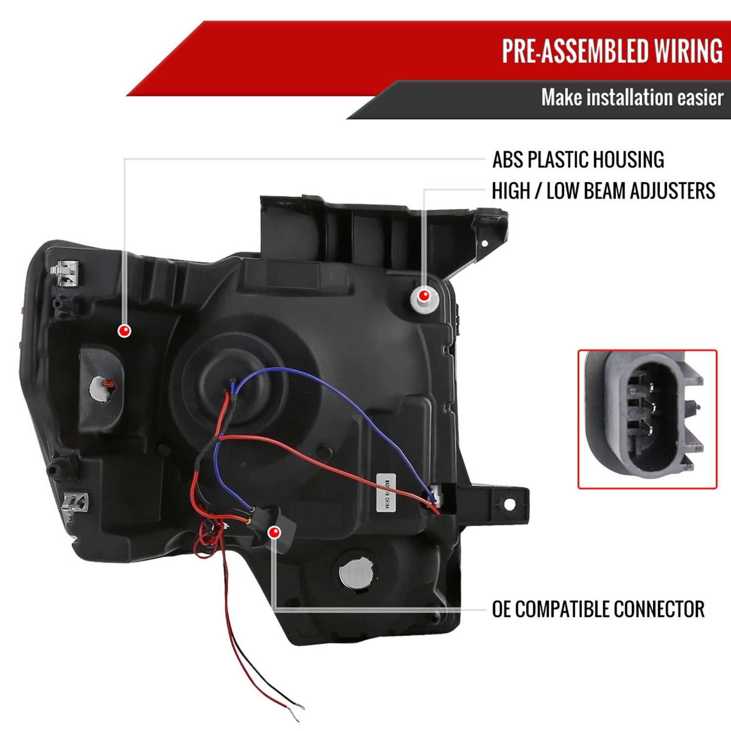 2009-2014 Ford F-150 Projector Headlights w/ LED Light Strip Chrome/Clear Lens