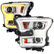 2015-2017 Ford F-150 LED Bar Projector Headlights Turn Signals Chrome / Clear