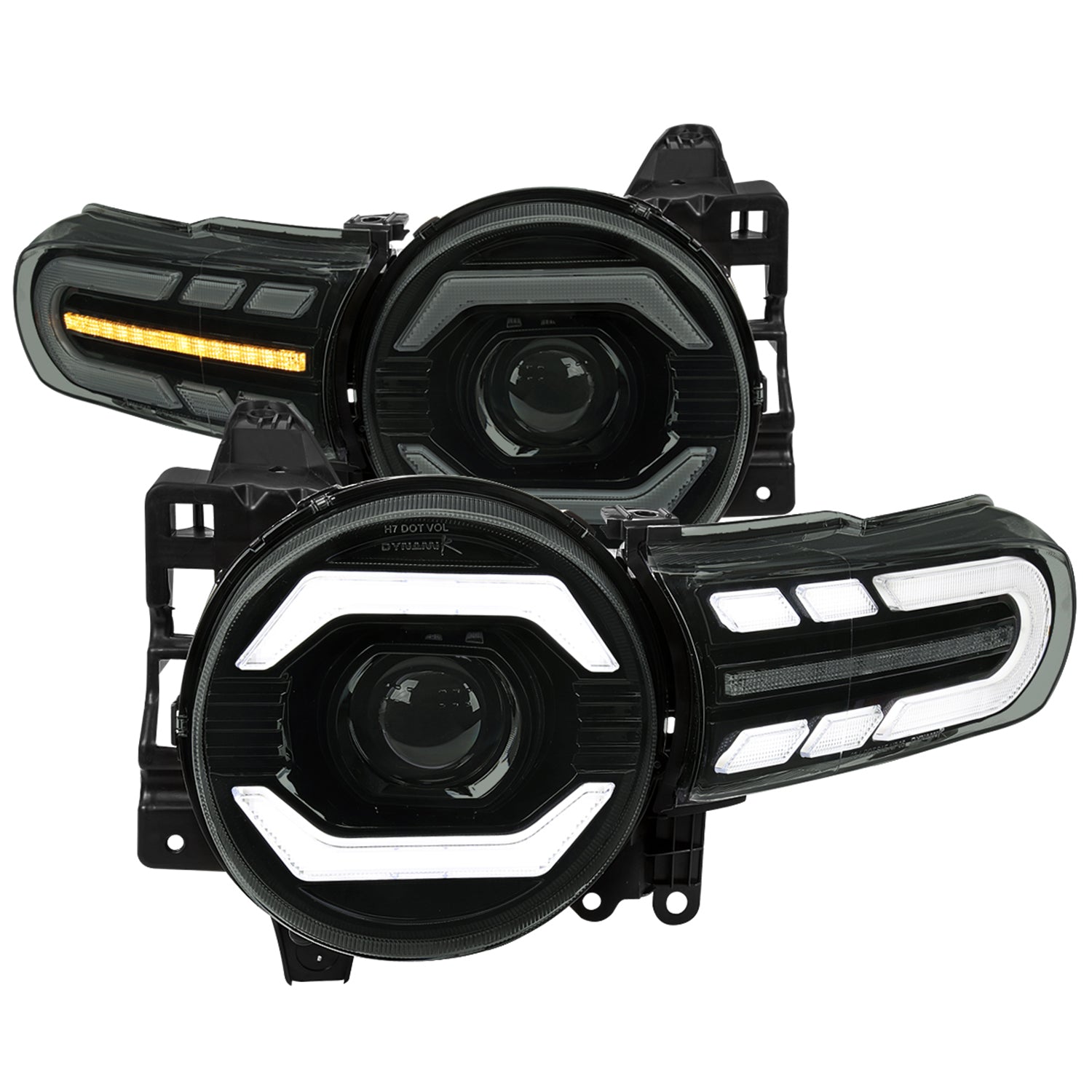 2007-2014 Toyota FJ Cruiser Signal Animated LED Bar Projector Headlights Smoke